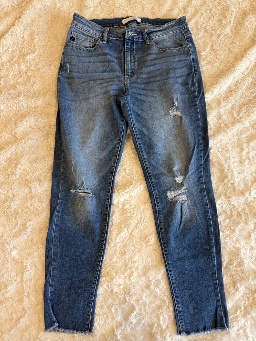 KanCan Medium Blue Skinny Jeans with Distressed Details - Picture 2 of 6